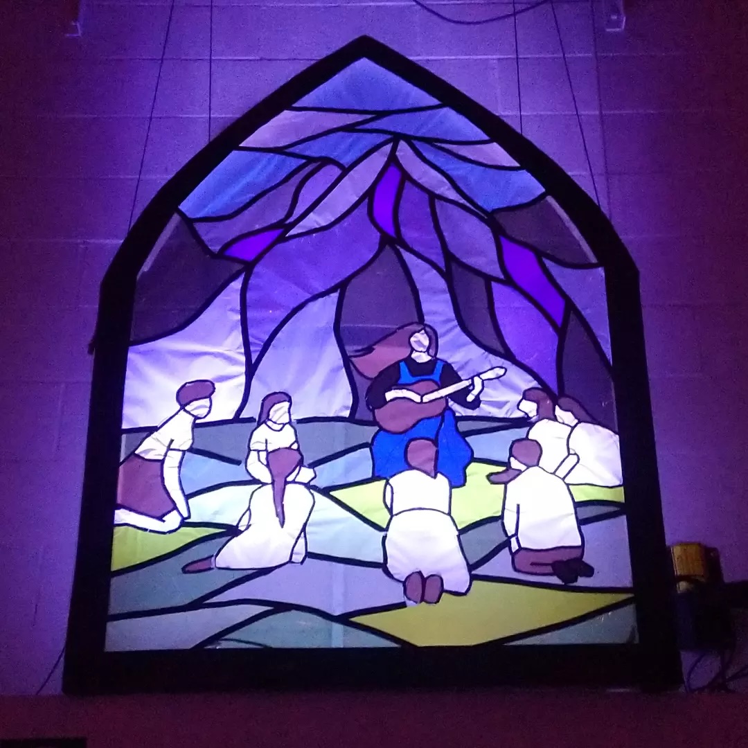 The Sound of Music's walls came alive with mock stained-glass